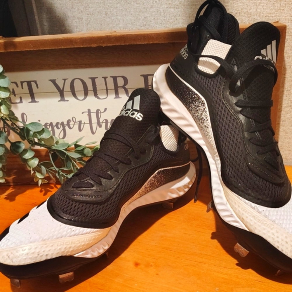 Adidas Black and White Sports Cleats